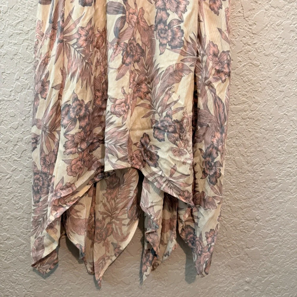 Paper Crane Floral Handkerchief Hem Sundress Small Boho Summer Strappy Back